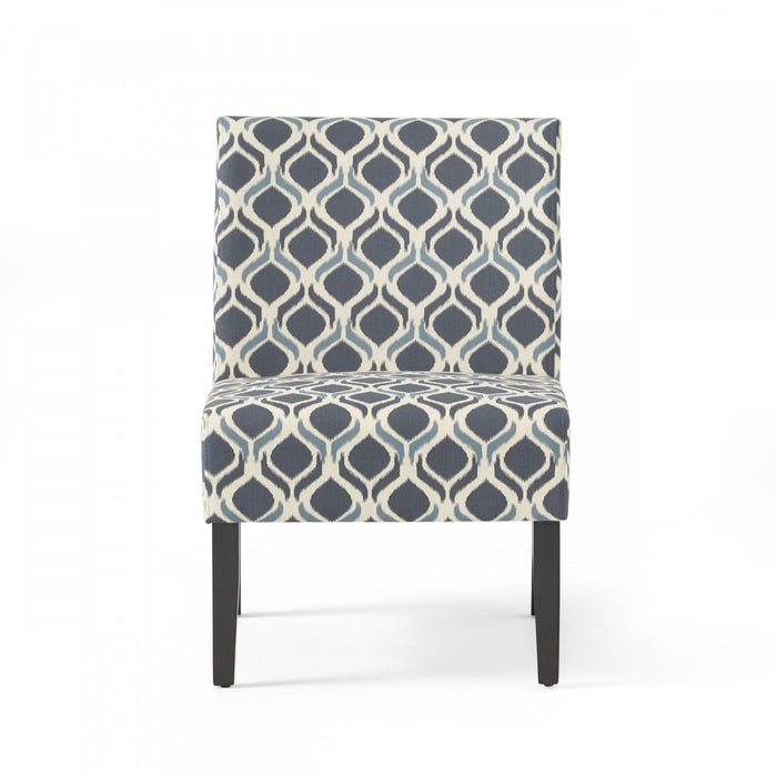 Oliver Linen-look Fabric Accent Chair With Rubberwood Legs - Blue and Grey 