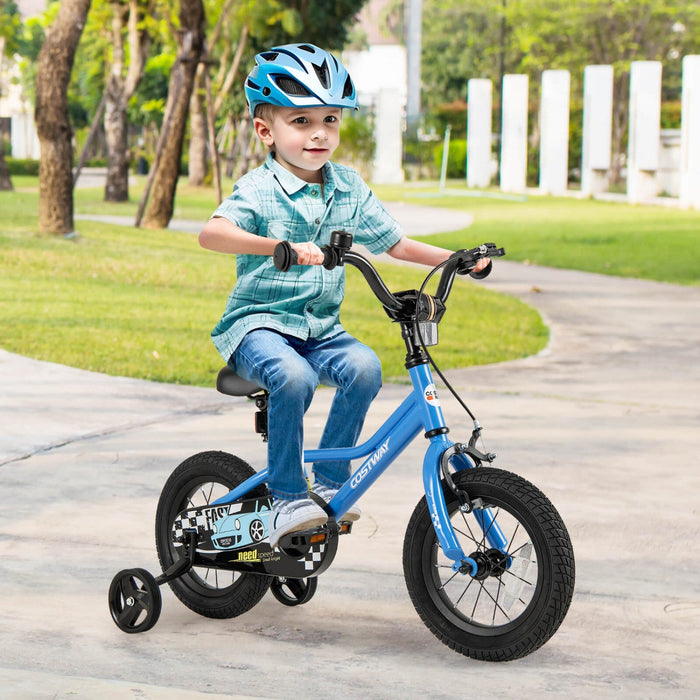 Costway 12" Kids Training Bike With Removable Training Wheels Pneumatic Tires Navy