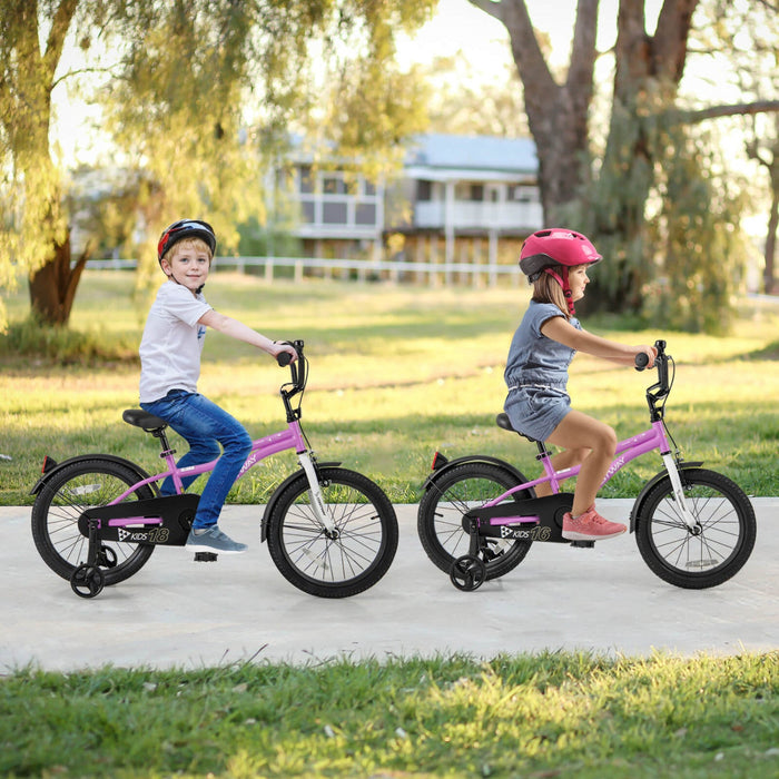 Costway 18" Kids Bike For 4-8 Years Old Boys & Girls With Adjustable Seat Handbrake Reflectors Purple