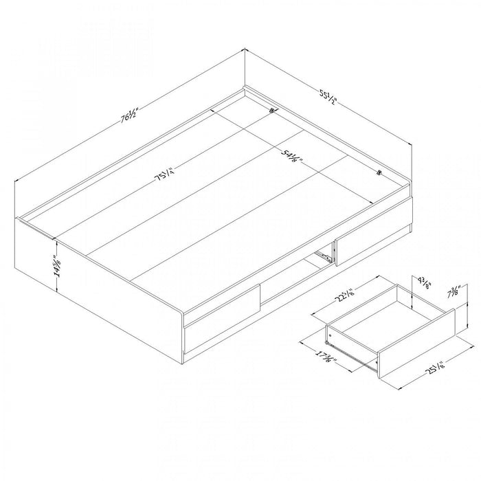 Step One Mates Bed With 3 Drawers - Pure White 