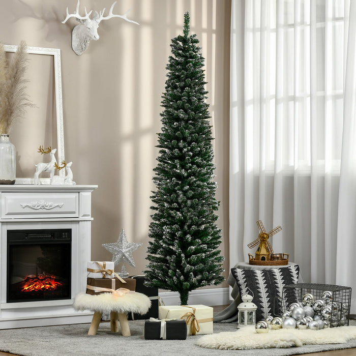Homcom 6ft Artificial Snow Dipped Pencil Christmas Tree With 570 Branch Tips