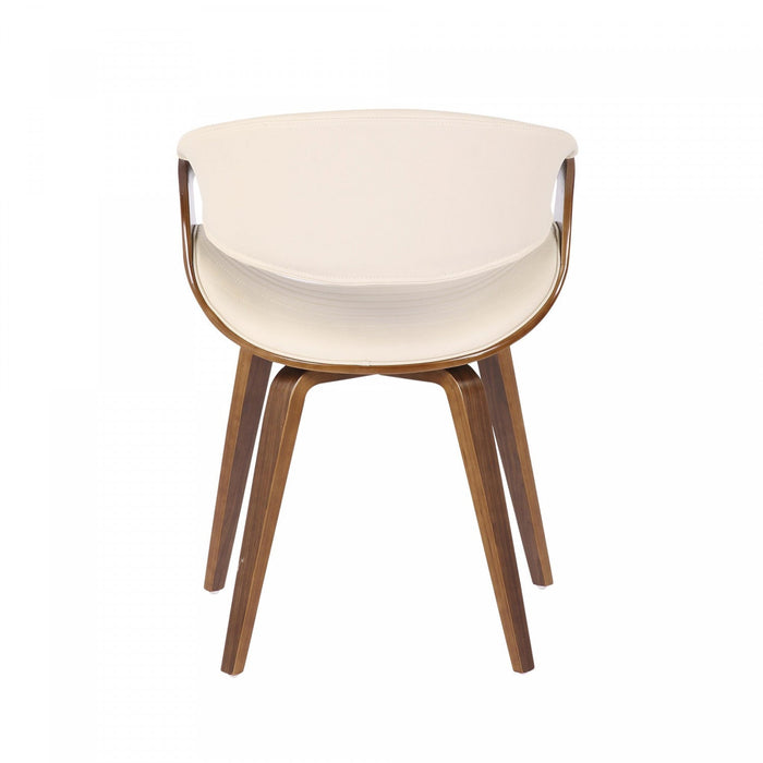 LumiSource Symphony Faux Leather Mid-Century Modern Dining Accent Chair - Walnut/Cream