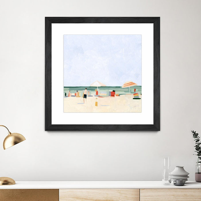\"Family Vacation Ii\" Matted and Framed Black 36x36 Wall Art