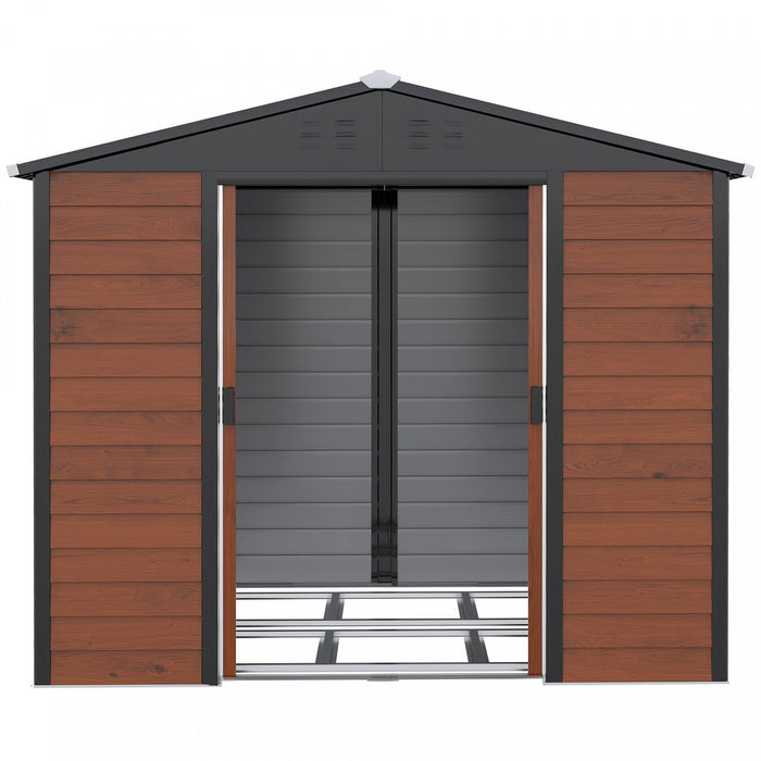 Outsunny 8' X 7' Outdoor Storage Shed, Galvanized Steel Metal Garden Shed W/ Double Sliding Lockable