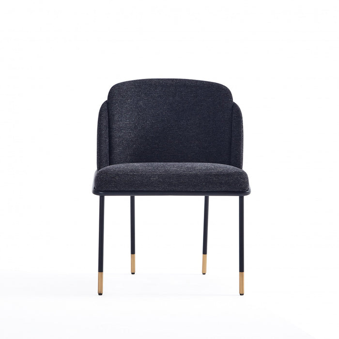 Flor Modern Metal Twill Weave Dining Chair in Black - Set of 2 