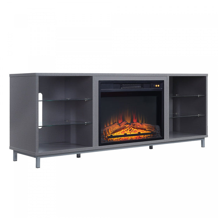 Brighton Modern 2-Piece Electric Fireplace in Black and Gray 