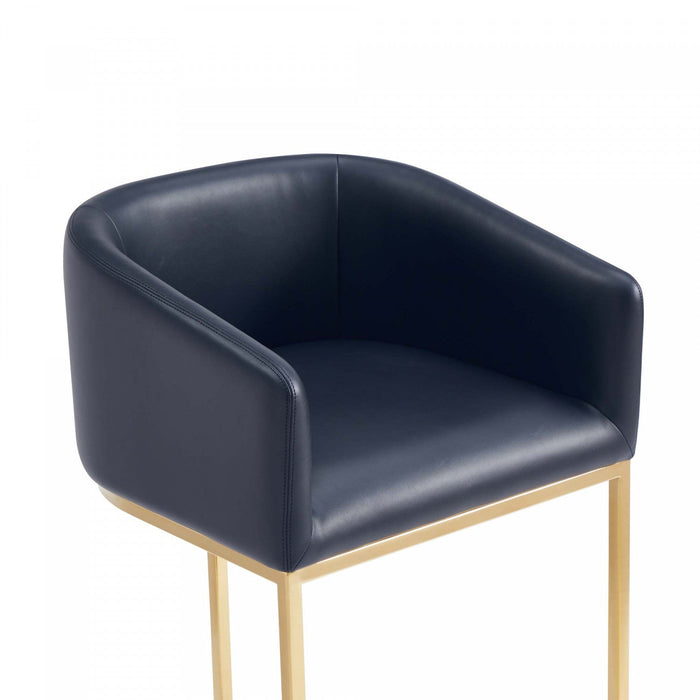 Louvre Mid-Century Modern Metal Upholstered Counter Stool in Black - Set of 3 Bar Stool 