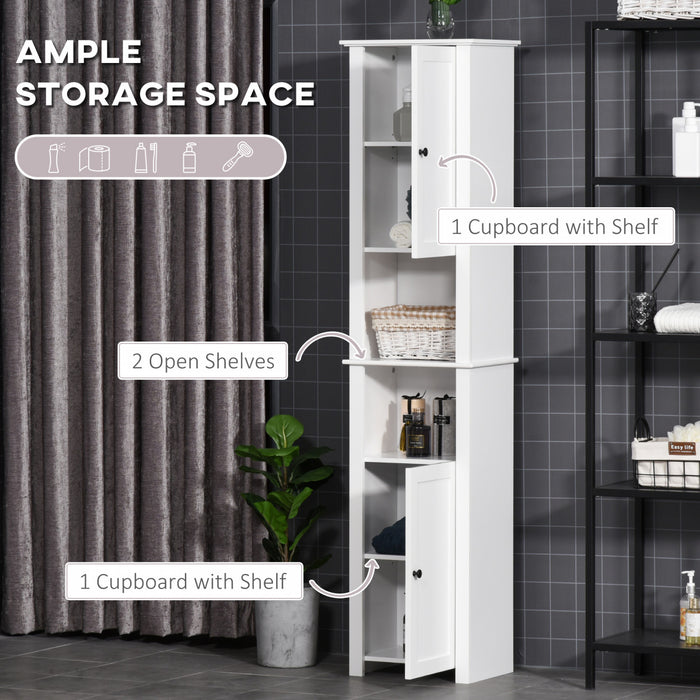 Homcom Tall Bathroom Cabinet With Adjustable Shelf