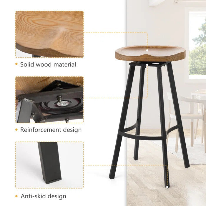 Larry Swivel Barstool Set Of 2 With 360° rotating Seat - Antique Natural 