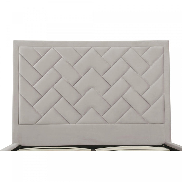 Crosby Modern Upholstered Velvet Queen Bed in Greige 