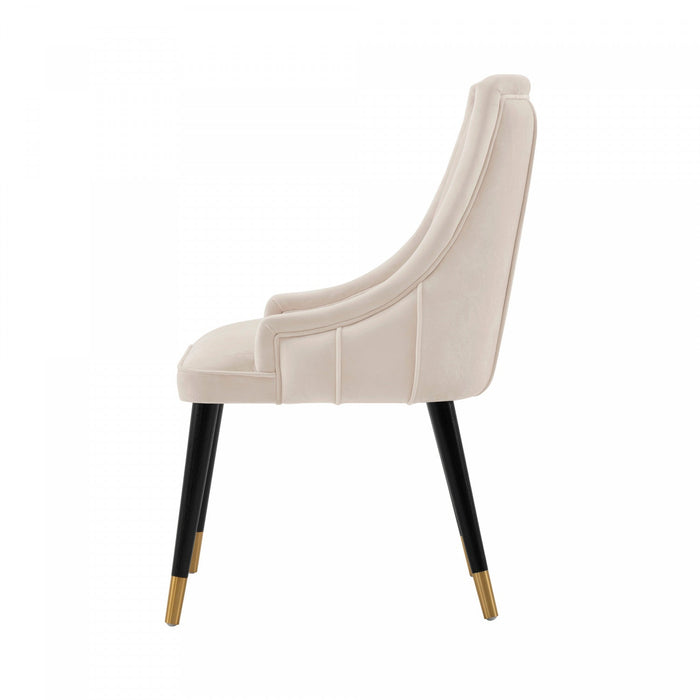 Eda Modern Wood Upholstered Dining Chair in Cream - Set of 2 