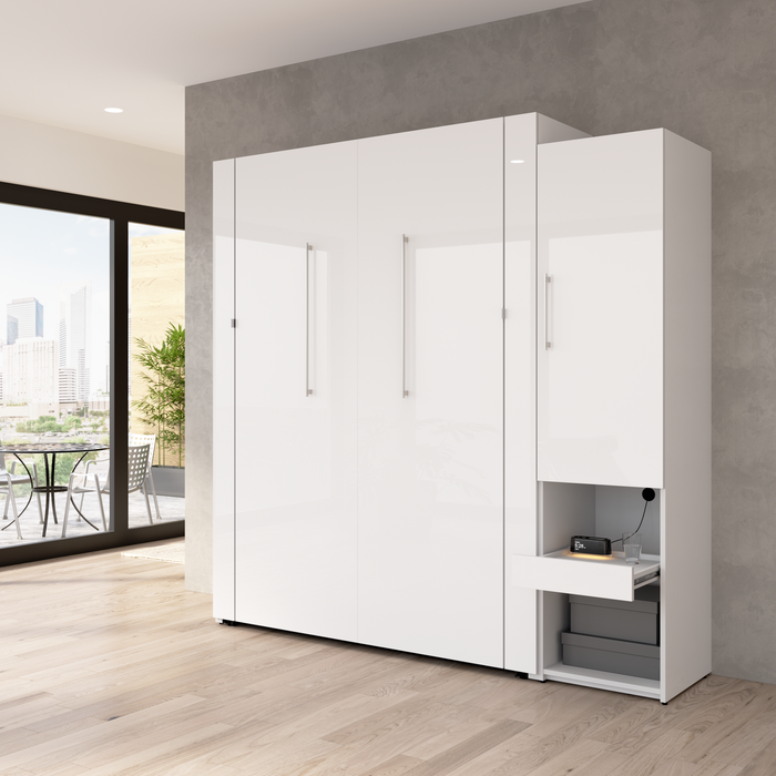 Bestar Avalon Queen Murphy Bed & Storage Cabinet with Pull-Out Shelf (87 W)