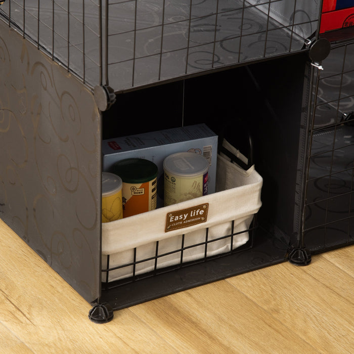 Pawhut Small Animal Cage Rabbit Cage With Door, Guinea Pig Playpen, Small Animal Fence For Bunny, Ch
