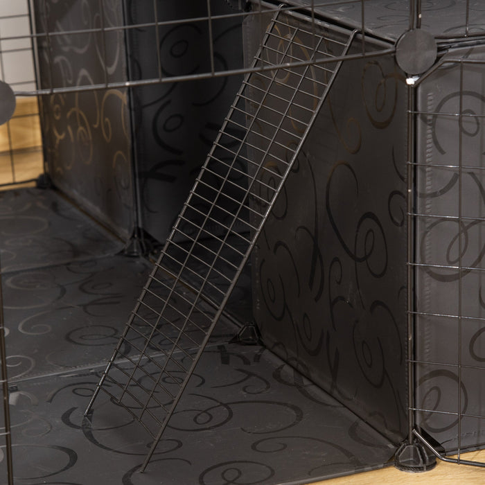 Pawhut Small Animal Cage Rabbit Cage With Door, Guinea Pig Playpen, Small Animal Fence For Bunny, Ch