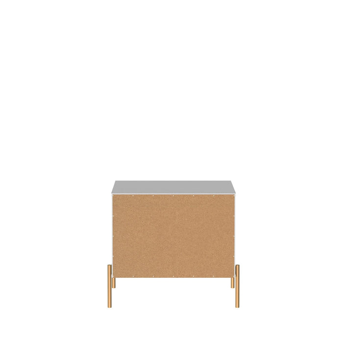 Manhattan Comfort Jasper Nightstand with Steel Gold Legs - White Gloss