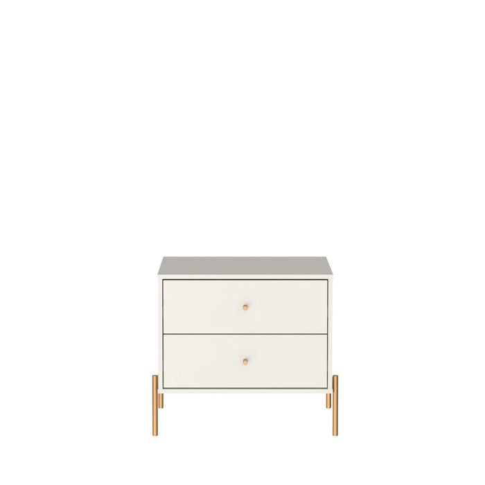 Manhattan Comfort Jasper Nightstand with Steel Gold Legs - Off White Matte