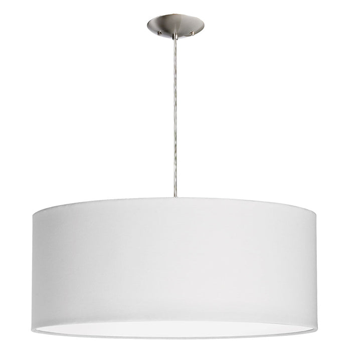 Dainolite 3 Light Drum Pendant 22\" Dia Satin Chrome Finish White Shade/Diffuser Lamp