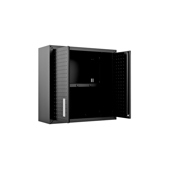 Manhattan Comfort Fortress 30\" Floating Textured Metal Garage Cabinet with Adjustable Shelves - Charcoal Grey