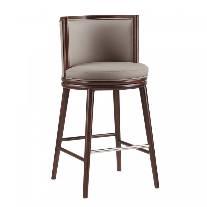 Evalyn Modern Wood Upholstered Barstool in Taupe 