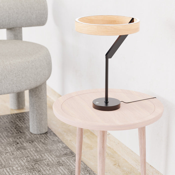 18\" Matte Black Angled Design LED Table Lamp 