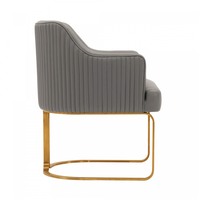 Raya Modern Wood Vegan Leather Dining Chair in Taupe - Set of 2 