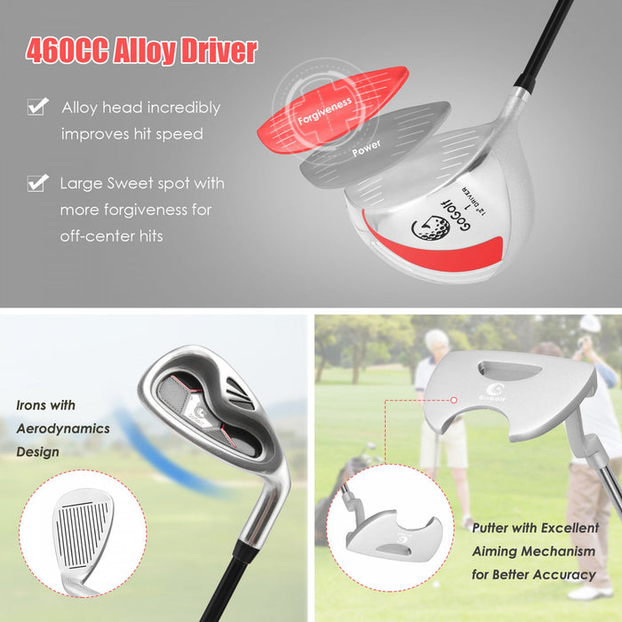 Ladies Womens Complete Golf Clubs Set 10 Pieces Includes Alloy Driver Red