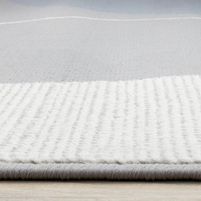 Forte Blue Grey White Half-Circles Geometric Area Rug - 7'9\" x 10'6\"