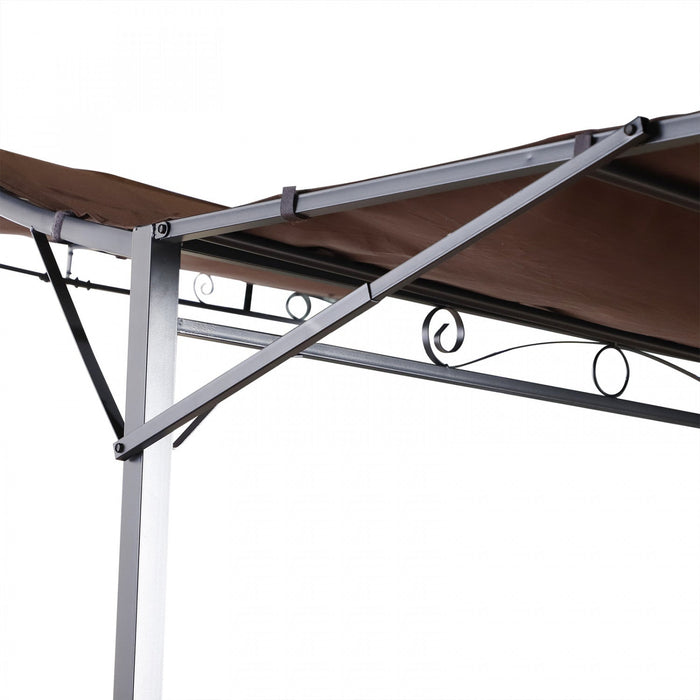 Outsunny 10x8ft Patio Metal Gazebo With Extendable Side Awning Outdoor Shelter Garden Sun Shade Cano