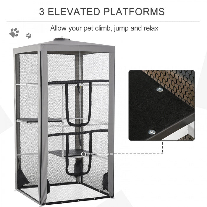 Pawhut Large Catio Outdoor Cat Enclosure Cat House Indoor Kitten Cage Pet Kennel With 3 Platforms, Z