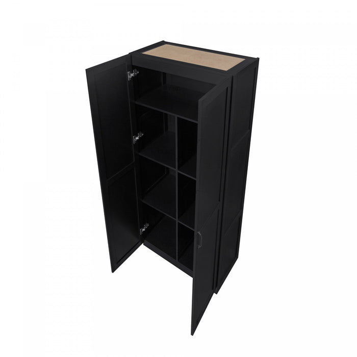 Cornelia Modern 30\" Storage Cabinet in Black (7-Shelf) - Set of 2 Bookcase 