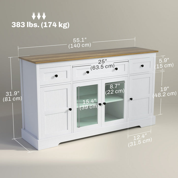 HOMCOM Sideboard Buffet Cabinet, Coffee Bar Cabinet, Distressed White
