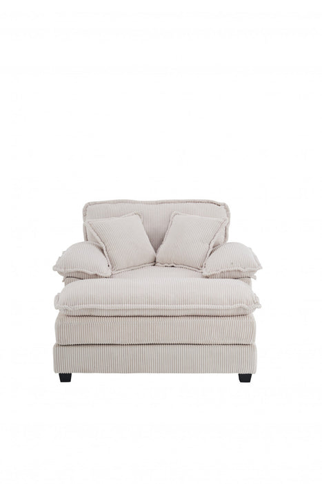 Liam 46.9\" Modern indoor corduroy sofa with 2 soft cushions ,White Sofa  