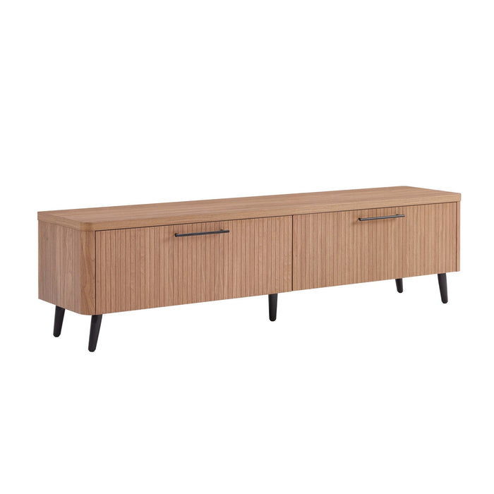 Jodie Mid-Century Modern 69\" Fluted TV Stand in Maple Armoire 