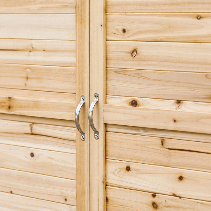 Outsunny Garden Storage Cabinet, Outdoor Storage Potting Shed, Natural
