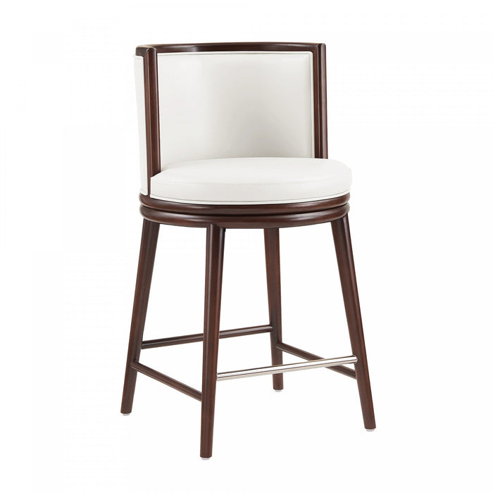 Evalyn Modern Wood Upholstered Counter Stool in White 
