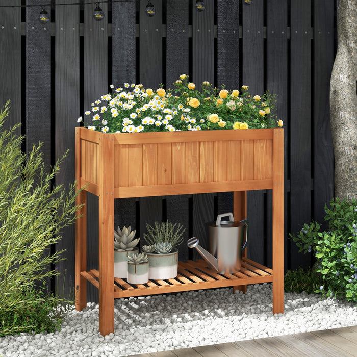 Costway Raised Garden Bed Elevated Planter Box Shelf Standing Garden Herb Garden Wood