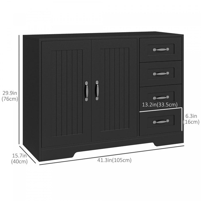 HOMCOM Sideboard Storage Cabinet with 2 Doors Cupboard and 4 Drawers