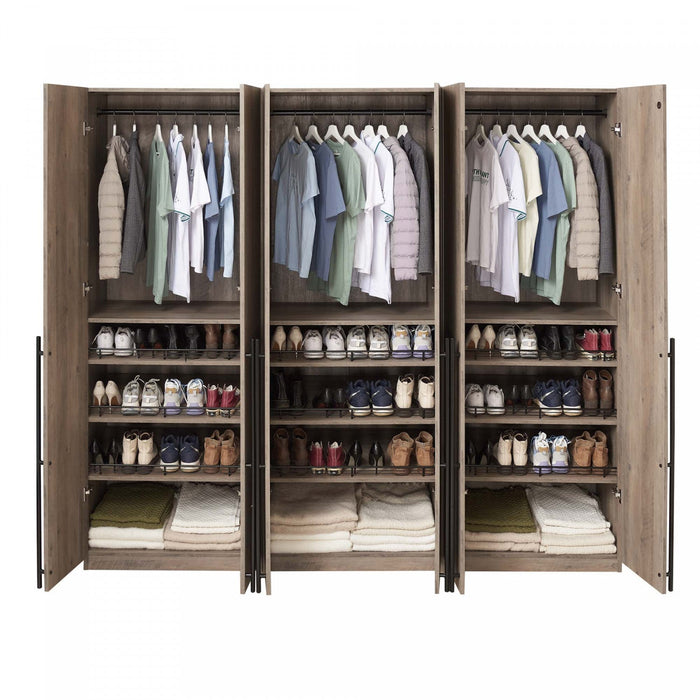 Lee Modern 32\" Wardrobe Closet in Rustic Gray - Set of 3 Armoire 