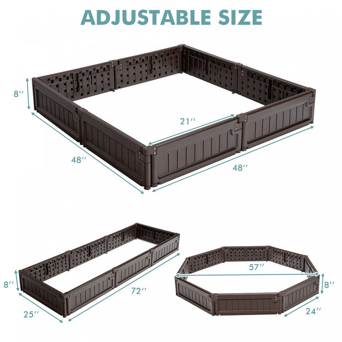 Costway Raised Garden Bed Kit Outdoor Planter Box Planting Flower Container Brown
