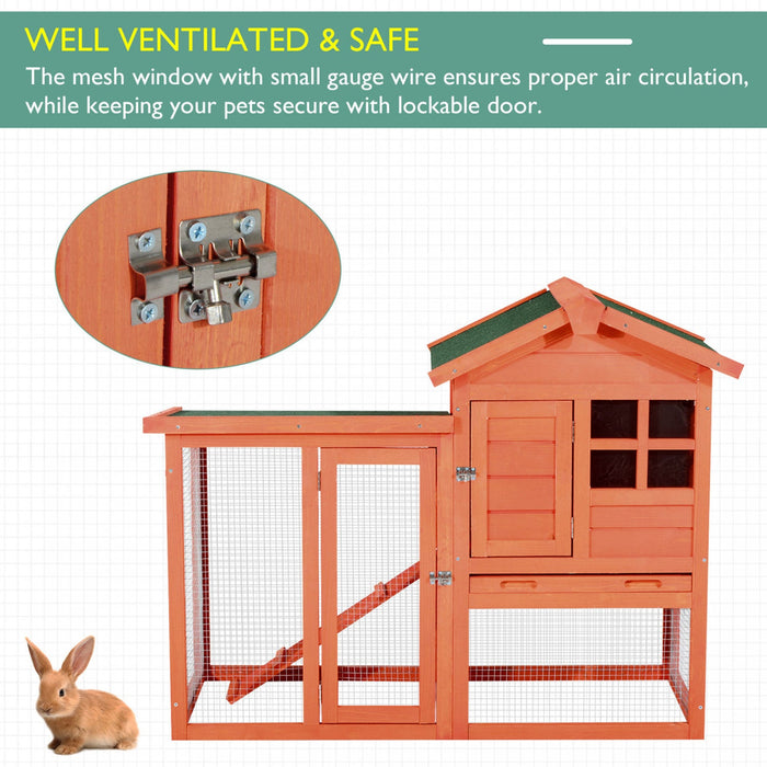 Pawhut 48” X 24\" X 36\" Deluxe Waterproof Rabbit Hutch Wooden Bunny Cage Small Animal House With Ladd