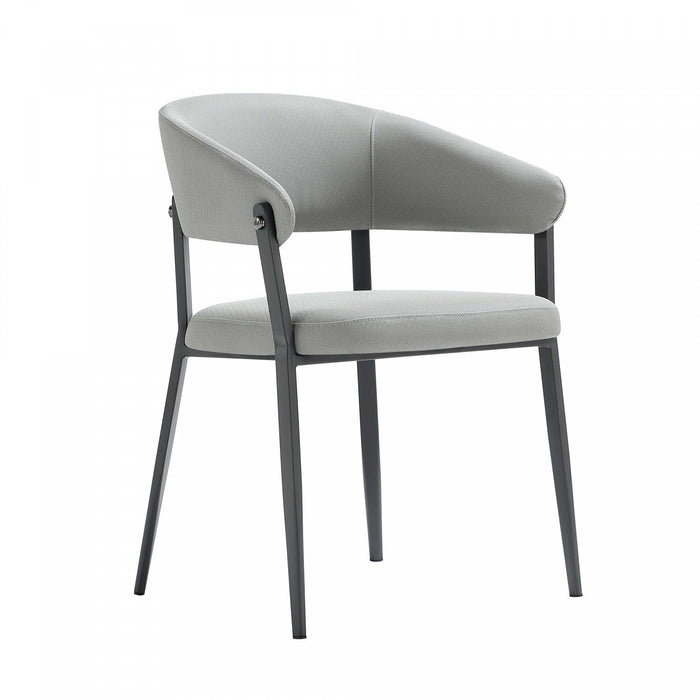 Belle Modern Metal Upholstered Dining Chair in Stone Gray - Set of 2 