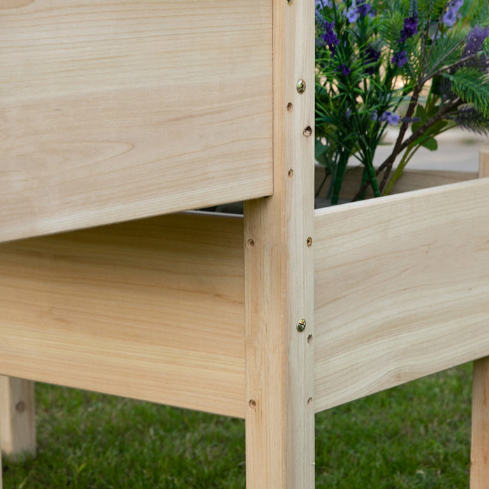 Outsunny 34\"x34\"x28\" 2-tier Raised Garden Bed Wooden Planter Box For Backyard, Patio To Grow Vegetab