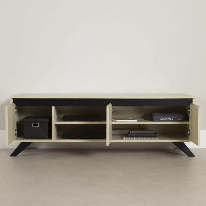 Flam 59\" TV Stand with Doors - Bleached Oak