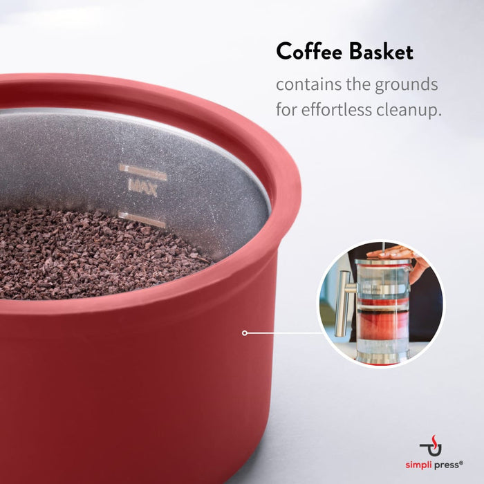 Simpli Press Eco-Concious Premium Coffee Press - SIM-340-RED