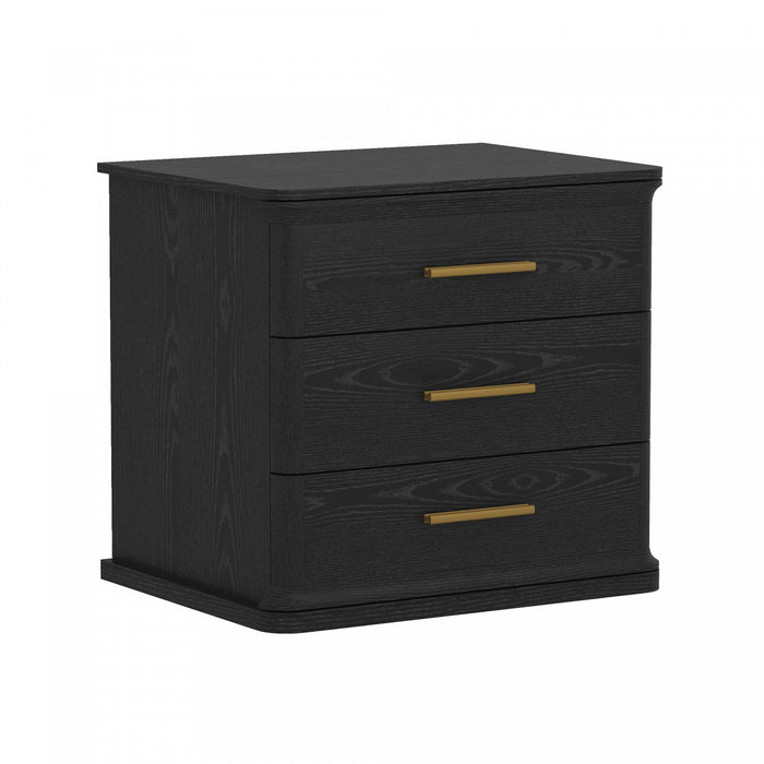 Clifford Traditional Nightstand in Black (3-Drawer) 