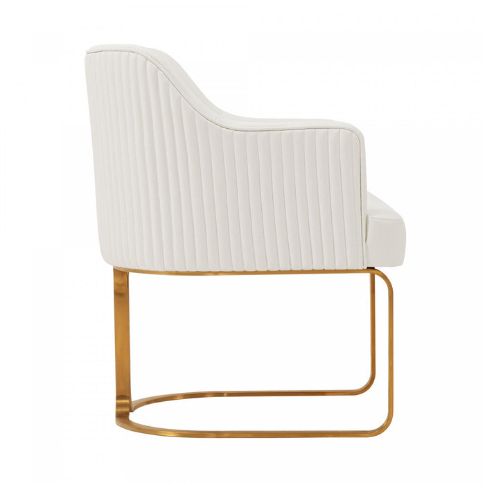 Raya Modern Wood Vegan Leather Dining Chair in Ivory - Set of 2 