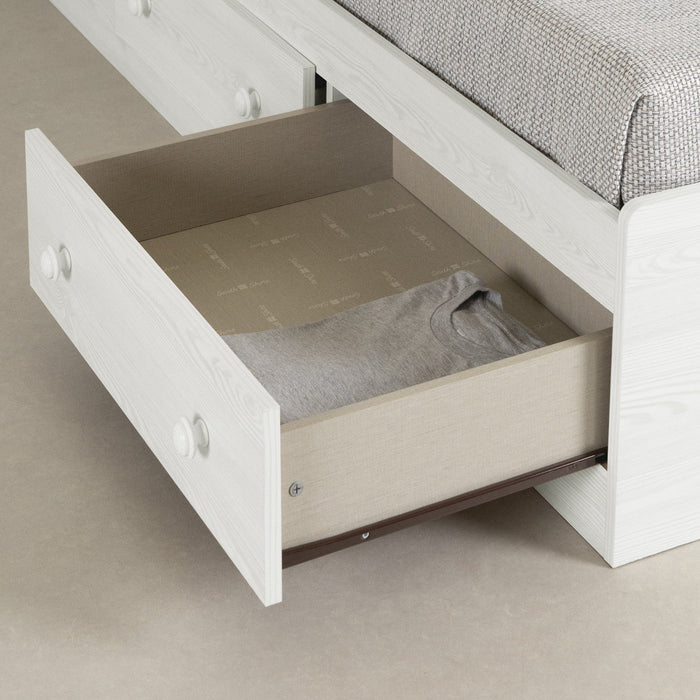Summer Breeze Storage Bed And Bookcase Headboard Set White Pine - South Shore Twin Bed