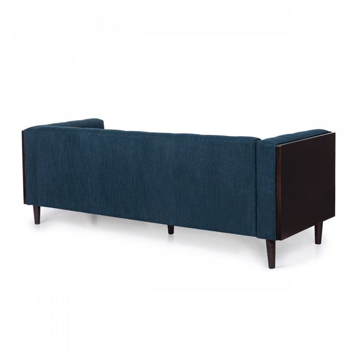 Dana 3-seater Tufted Fabric Sofa With Birch Wood Frame - Navy Blue 