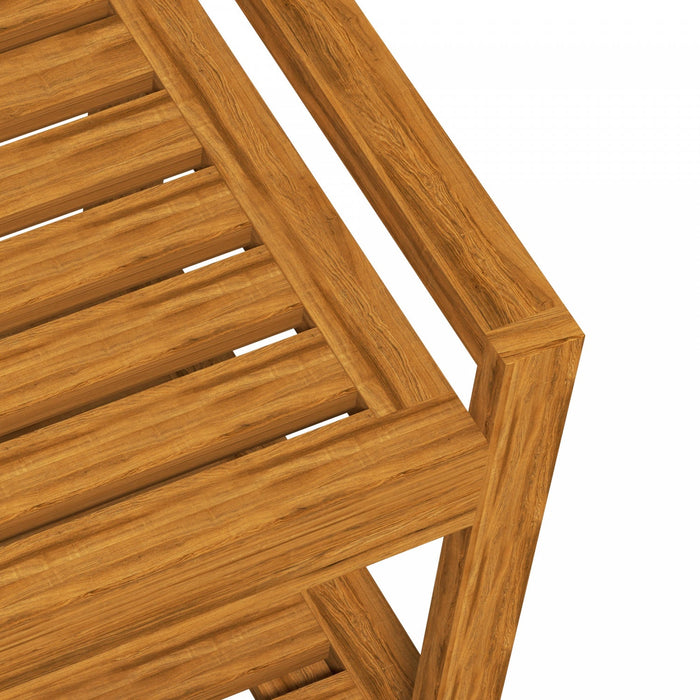 Outsunny Garden Stool With Storage Shelf, Slatted Seat For Indoor Outdoor