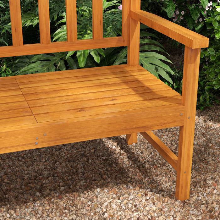 Outsunny Outdoor Bench With Liftable Middle Table, 60" Wood Garden Bench